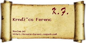 Krnács Ferenc névjegykártya