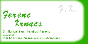 ferenc krnacs business card
